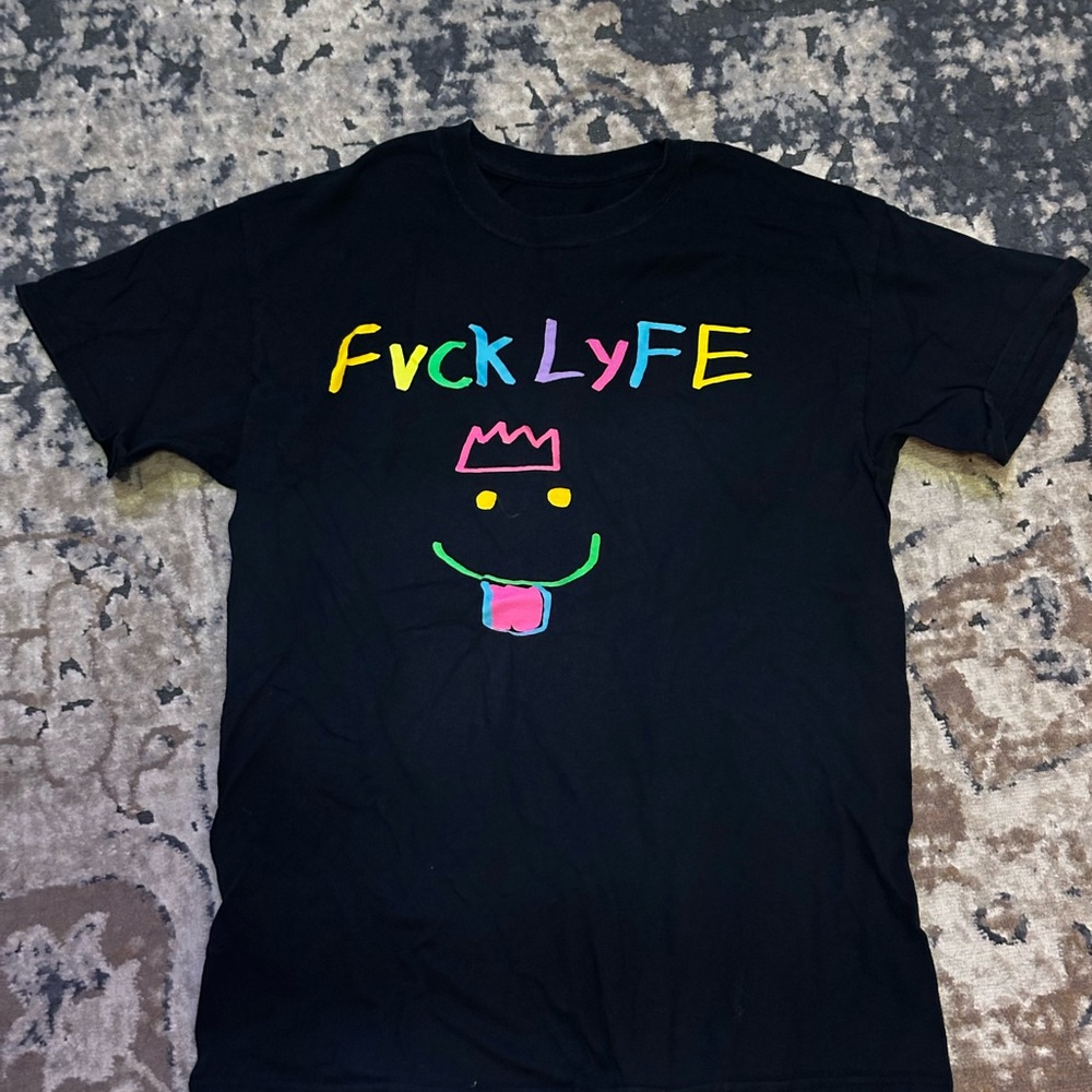 Black Graphic T-Shirt with Colorful Print